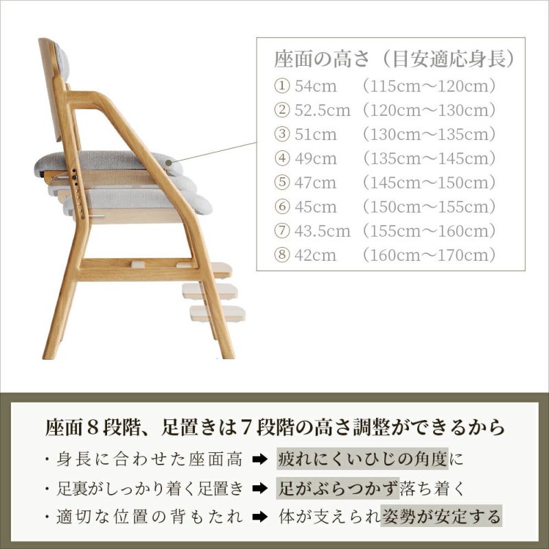正しい姿勢を保てるダイニング学習椅子