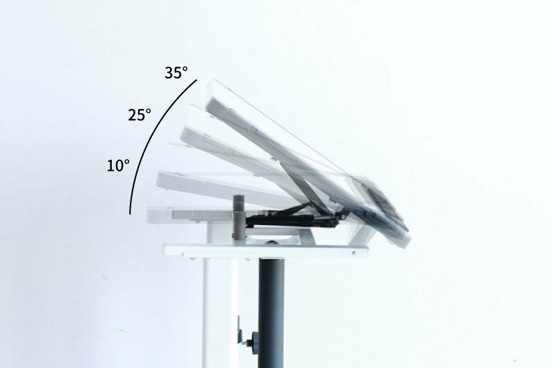 低い机チルト式昇降デスクＬＤＳＴＬｉ－Ｗ１０６、高さ６０ｃｍ～８３ｃｍ無段階昇降、天板４段階チルト式（０度・１０度・２５度・３５度）、天板サイズ１０６ｃｍ×４８ｃｍ、創造的・ダイバーシティ・デスク