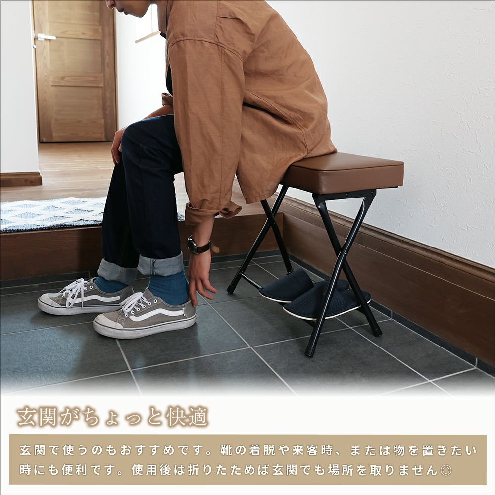 ベンチ折りたたみベンチ折り畳みフォールディングベンチ椅子軽量コンパクト省スペース合成皮革コーデュロイ長椅子長いす玄関キッチン在宅ワークリモートワーク1人暮らしFoldingBench-eld-[ILC-3570]