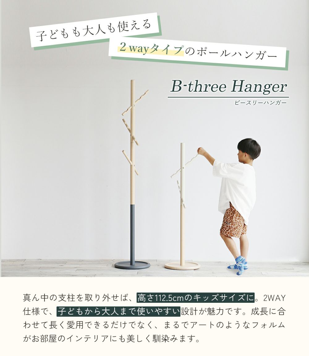 子どもも大人も使える２wayポールハンガー