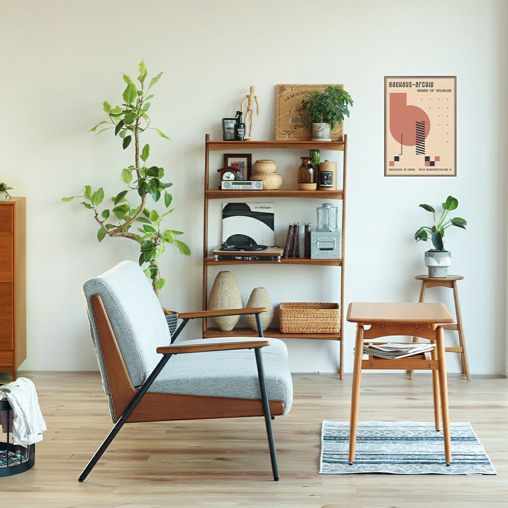 スチール脚と木製フレームの2Pソファ